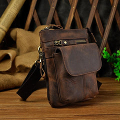 Mens Leather Small Side Bag Waist Pouch Holster COURIER BAG Belt Case Belt Pouch for Men - imessengerbags