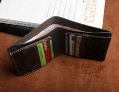 Handmade Leather Mens Cool Slim Leather Wallet Men Small Wallets Bifold for Men - imessengerbags