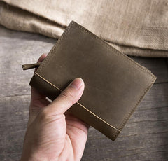 Handmade Leather Mens Cool Slim Leather Wallet Men Small Wallets Bifold for Men - imessengerbags