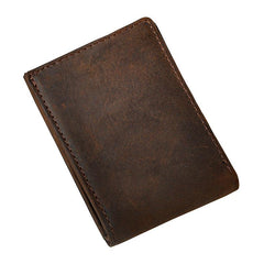 Handmade Leather Mens Cool Slim Leather Wallet Card Wallet Holders Men Small Wallets Bifold for Men - imessengerbags