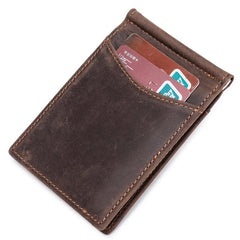 Handmade Leather Money Clip Mens Cool billfold Wallet Card Holder Small Card Slim Wallets for Men