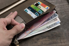 Handmade Leather Mens Clutch Wallet Cool Leather Wallet Long Phone Wallets for Men - imessengerbags
