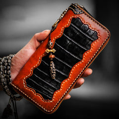 Handmade Leather Mens Chain Biker Wallet Cool Leather Wallet Long Clutch Wallets for Men - imessengerbags