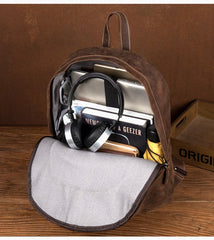 Brown Casual Mens Leather 15-inch Large Laptop Backpacks Brown Travel Backpacks School Backpacks for men - imessengerbags