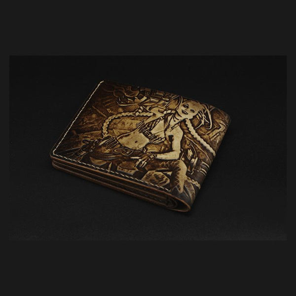 Handmade Leather Tooled League of Legends LOL Jinx Mens billfold Wallet Cool Leather Wallet Slim Wallet for Men - imessengerbags