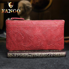 Handmade Leather Mens Cool Zipper Phone Travel Long Wallet Holder Slim Clutch Wallets for Men - imessengerbags