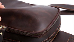 Handmade Leather Mens Cool Chest Bag Sling Bag Crossbody Bag Travel Bag Hiking Bag for men - imessengerbags