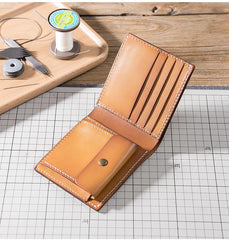 Handmade Leather Mens Cool Slim Leather Wallet Men Small Wallets Bifold for Men - imessengerbags