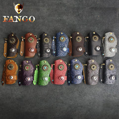 Handmade Leather Floral Mens Cool Car Key Wallet Coin Wallet Pouch Car KeyChain for Men - imessengerbags