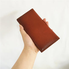 [On Sale] Handmade Vintage Mens Leather Long Wallets Cool Bifold Long Wallet for Men