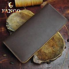 Handmade Leather Floral Mens Cool Travel Long Wallet Card Holder Card Slim Clutch Wallets for Men - imessengerbags