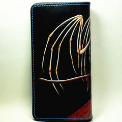 Handmade Leather The Death Tooled Mens Long Wallet Cool Leather Wallet Clutch Wallet for Men - imessengerbags