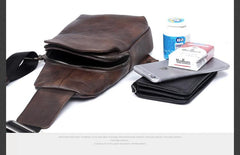 Handmade Genuine Leather Mens Cool Chest Bag Sling Bag Crossbody Bag Travel Bag Hiking Bag for men - imessengerbags