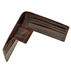 Handmade Leather Mens Cool Slim Leather Wallet Card Wallet Holders Men Small Wallets Bifold for Men - imessengerbags