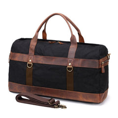 Mens Waxed Canvas Leather Weekender Bag Canvas Large Travel Bag for Men - imessengerbags