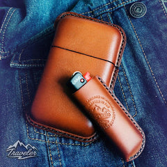 Brown Leather Mens Cigarette Holder Case Vintage Custom Cigarette Case for Men - imessengerbags