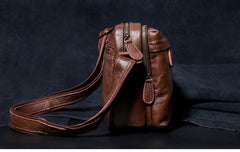 Genuine Leather Mens Cool Messenger Bag Square Bag Chest Bag Bike Bag Cycling Bag for men - imessengerbags