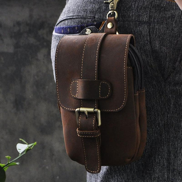 Leather Belt Pouch Mens Waist Bag Small Case for Men - imessengerbags