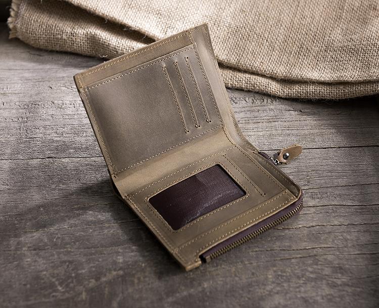 Handmade Leather Mens Cool Slim Leather Wallet Men Small Wallets Bifold for Men - imessengerbags