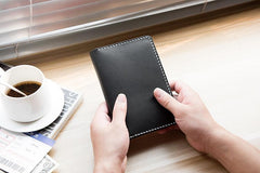 Handmade Leather Mens Travel Wallet Passport Leather Wallet Short Slim Wallets for Men - imessengerbags