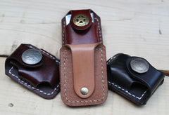 Cool Mens Leather Zippo Lighter Pouches with Loop Biker Zippo lighter cases with Clip - imessengerbags