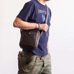 Genuine Leather Mens Cool Messenger Bag Sling Bag Chest Bag Bike Bag Cycling Bag for men - imessengerbags