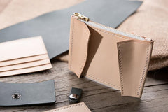 Handmade Leather Mens Cool Short Wallet Card Holder Small Card Wallets for Men Women