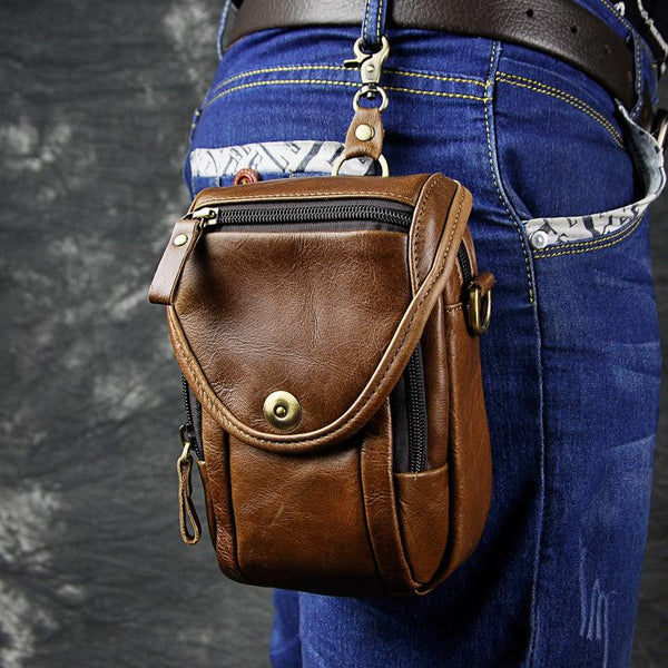 Leather Belt Pouch Mens Small Cases Waist Bag Hip Pack Belt Bag Fanny Pack Bumbag for Men - imessengerbags