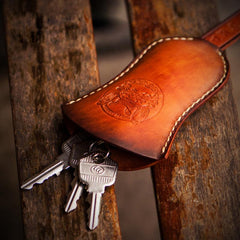 Handmade Leather Mens Cool Car Key Wallet Coin Wallet Pouch Car KeyChain for Men - imessengerbags
