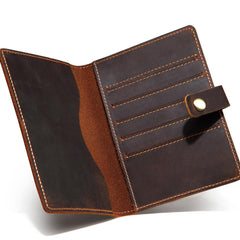 Handmade Mens Leather Small Slim Passport Wallet Vintage Bifold Long Wallet For Men - imessengerbags