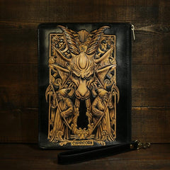 Handmade Leather Tooled Constellation Biker Wallet Mens Cool Chain Wallet Trucker Wallet with Chain