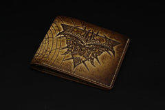 Handmade Leather Tooled Diablo3 Mens billfold Wallet Cool Leather Wallet Slim Wallet for Men - imessengerbags