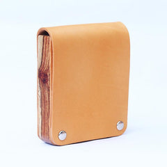 Wooden Beige Leather Mens Cigarette Case Cool Handmade Custom Cigarette Holder for Men