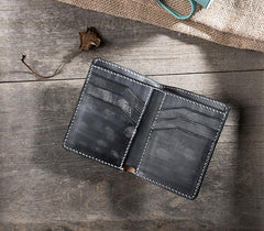 Handmade Leather Mens Cool Slim Leather Wallet Men Small Wallets Bifold for Men - imessengerbags