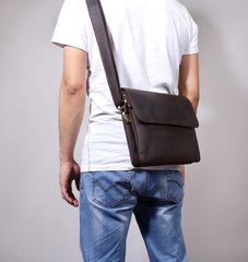 Handmade Leather Mens Cool Messenger Bag Chest Bag Bike Bag Cycling Bag for men
