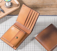 Handmade Leather Mens Cool Slim Leather Wallet Men Small Wallets Bifold for Men - imessengerbags