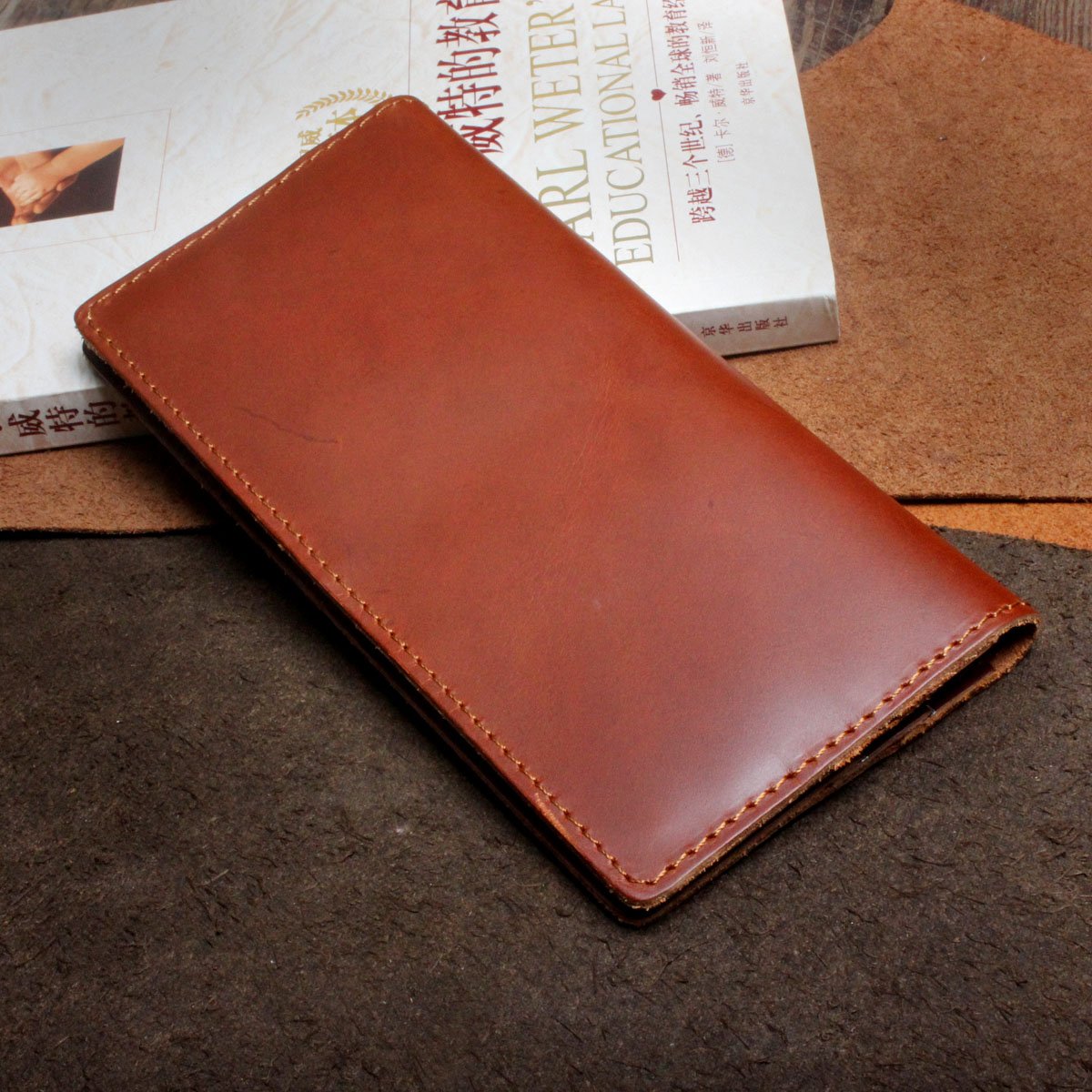 Handmade Leather Mens Cool Long Leather Wallet Clutch Wristlet Wallet for Men - imessengerbags