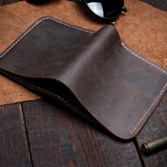 Handmade Leather Mens Cool Slim Leather Wallet Men Small Wallets Bifold for Men - imessengerbags