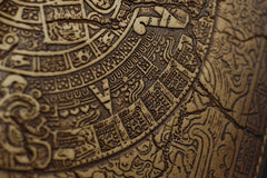 Handmade Leather Tooled Xiuhpohualli Calendar Mens Long Wallet Cool Leather Wallet Clutch Wallet for Men - imessengerbags