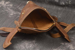 Handmade Leather Mens Cool XO Bull Backpack Sling Bag Black Travel Bag Hiking Bag for men