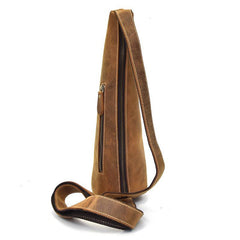 Cool Leather Sling Bag for Men Vintage Chest Bag Crossbody Sling Bags For Men - imessengerbags