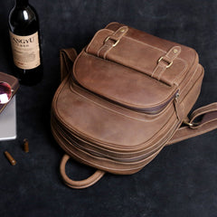 Genuine Leather Mens Cool Backpack Sling Bag Large Black Travel Bag Hiking Bag for men