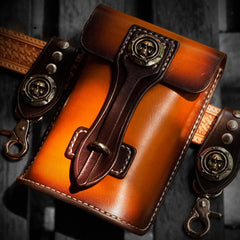 Handmade Biker Leather Belt Pouch Mens Cases Waist Bag Hip Pack Belt Bag Fanny Pack Bumbag for Men