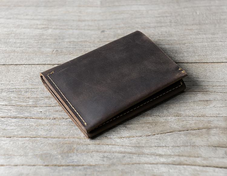 Handmade Leather Mens Cool Slim Leather Wallet Men Small Wallets Bifold for Men - imessengerbags