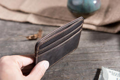Handmade Leather Mens Cool Short Wallet Card Holder Small Card Slim Wallets for Men - imessengerbags