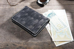 Handmade Leather Mens Cool Slim Leather Wallet Men Small Wallets Bifold for Men - imessengerbags