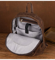 Brown Casual Mens Leather 15-inch Large Laptop Backpacks Brown Travel Backpacks School Backpacks for men - imessengerbags