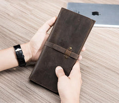Handmade Leather Mens Clutch Wallet Cool Leather Wallet Long Phone Wallets for Men - imessengerbags