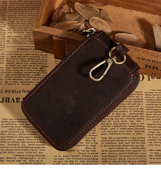 Handmade Leather Mens Cool Key Wallet Car Key Holder Case Card Wallet for Men - imessengerbags