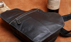 Genuine Leather Mens Cool Chest Bag Sling Bag Crossbody Bag Travel Bag Hiking Bag for men